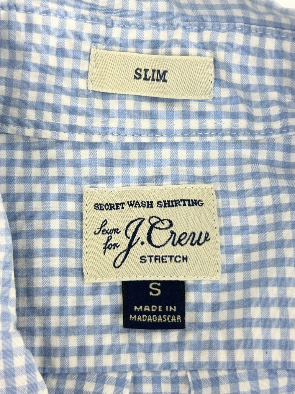 J. Crew Slim Fit Men’s Size S Checked Button Down Shirts Light Blue and Navy